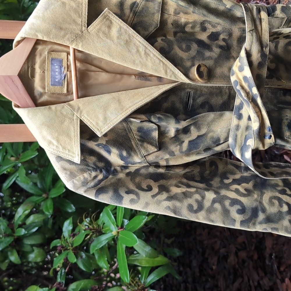 Yellow Snake Leather Kenar Black and Gold Patterned Coat